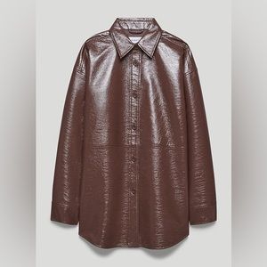 Babaton Aritzia Pelli Shirt Jacket in Coffee Bean